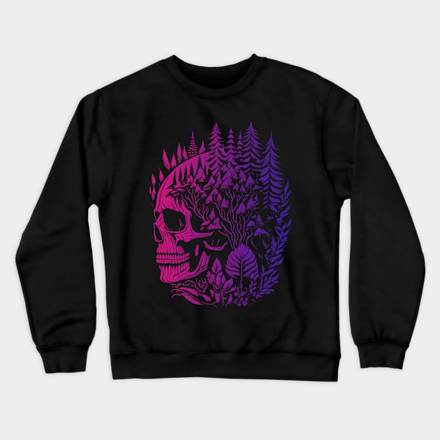 Forest Punk and Psychedelic Skulls Crewneck Sweatshirt by Bongonation